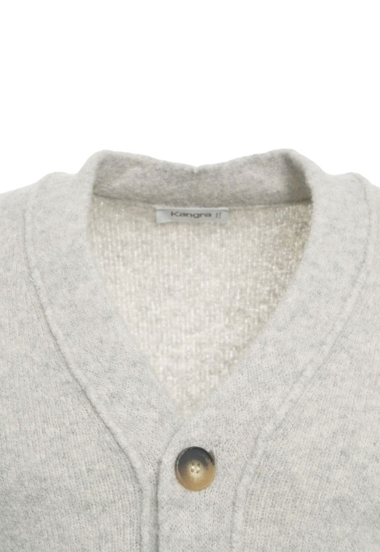Kangra Cashmere Blend Cardigan With V-Neck And Button Closure