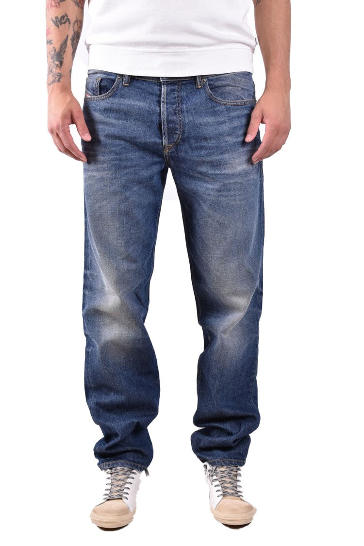 Diesel Blue Cotton Whiskered Jeans