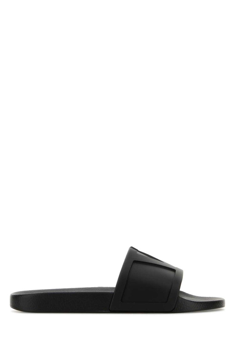 Valentino Garavani Black Rubber Slippers