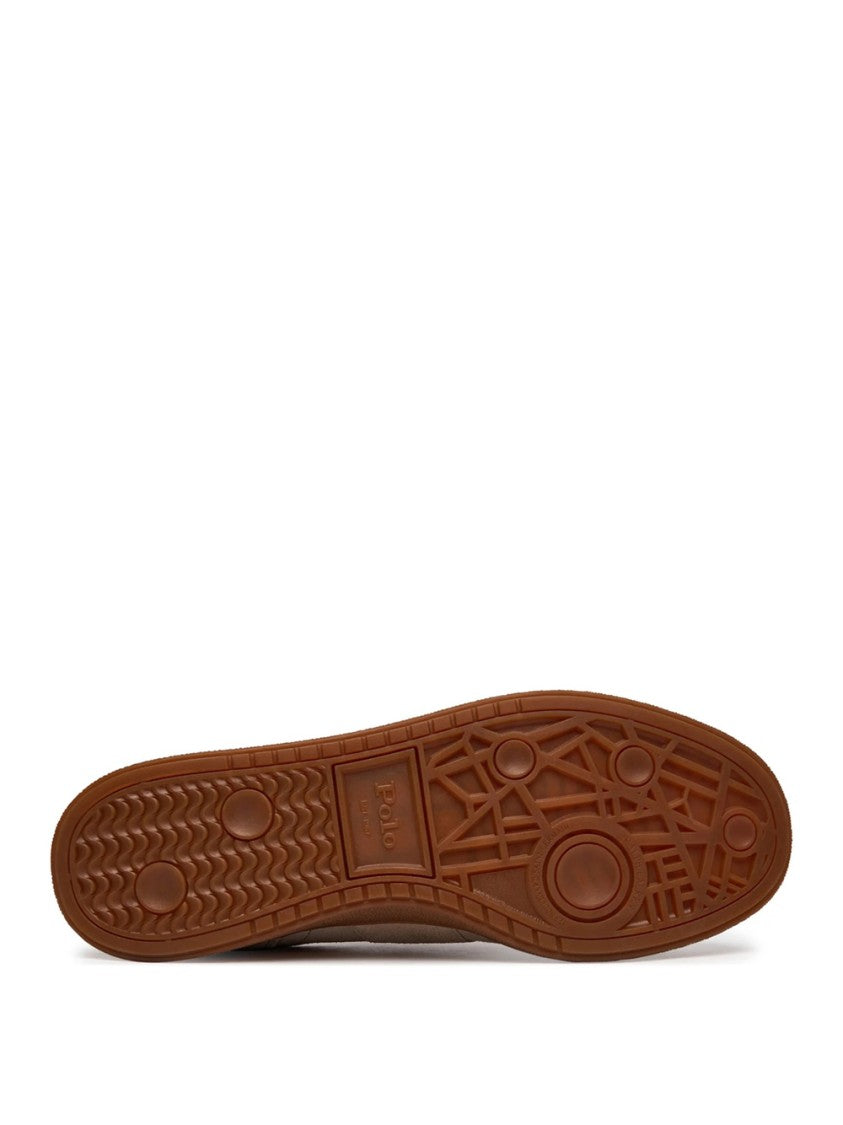 Polo Ralph Lauren Beige Suede Low-Top Sneakers With Contrasting Details