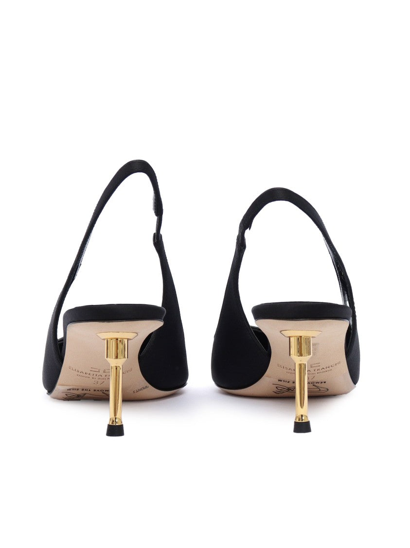 Elisabetta Franchi Slingback Heels With Gold Accent And Pointed Toe