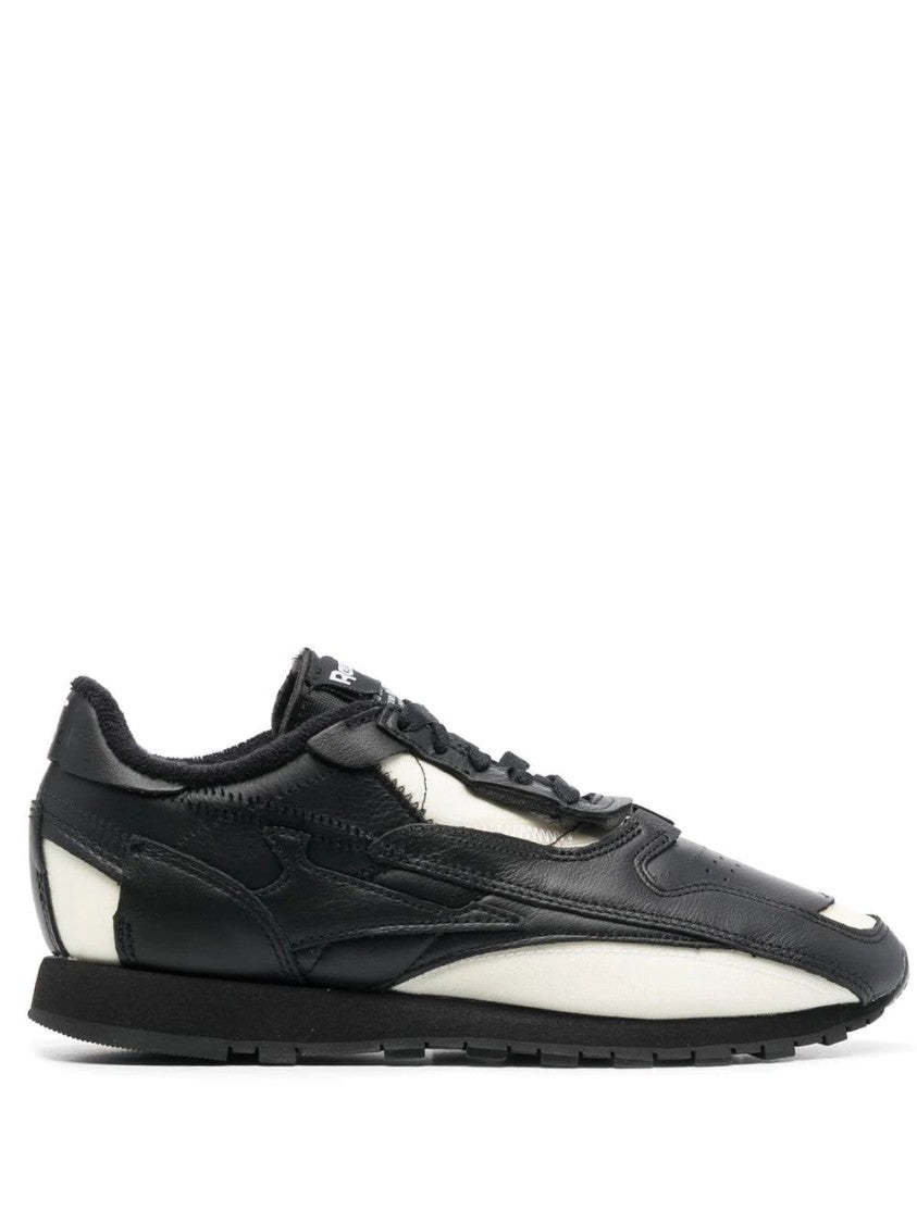 Maison Margiela Low-Profile Sneakers With Leather Panels And Contrasting Overlays