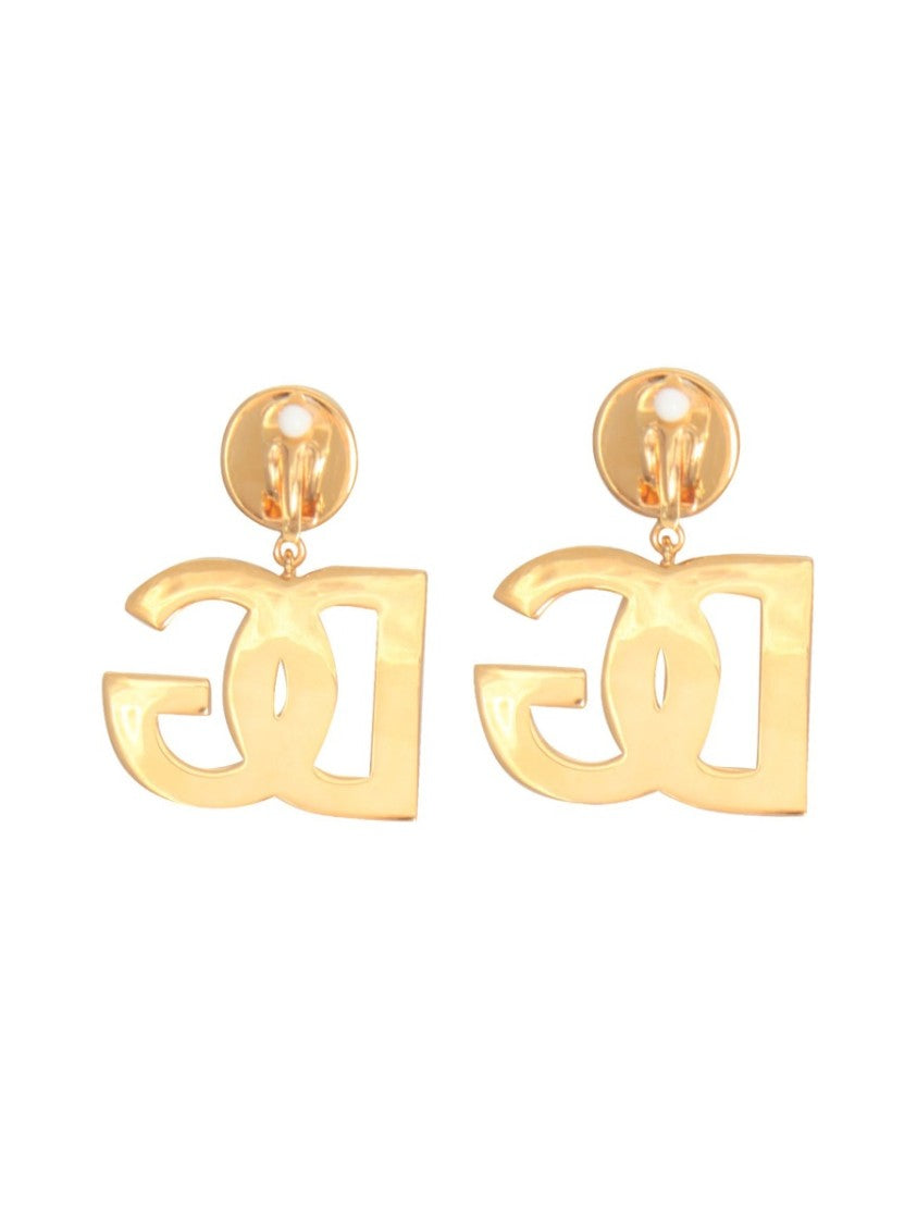 Dolce & Gabbana Gold Logo Pendant Earrings