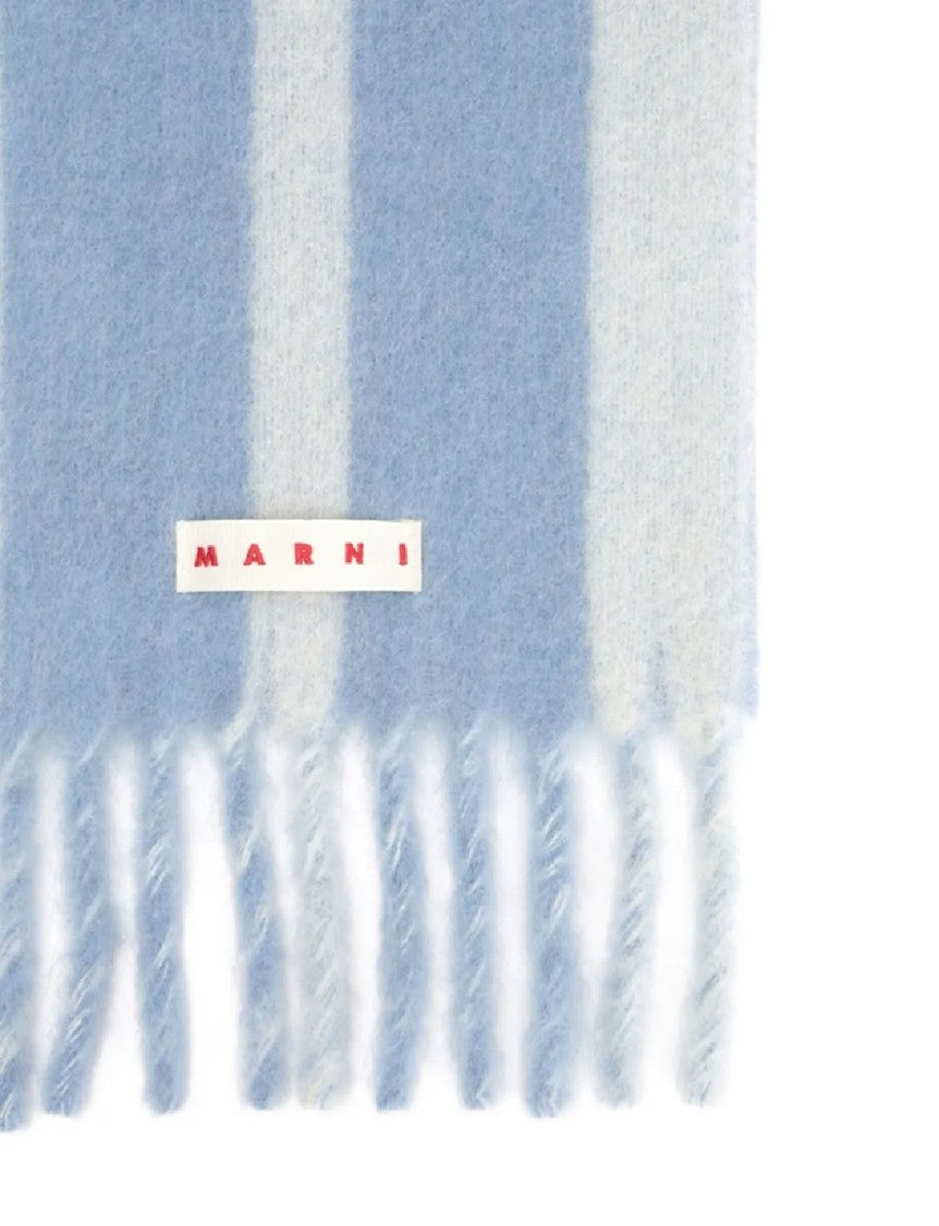 Marni Vertical Striped Scarf With Fringed Ends