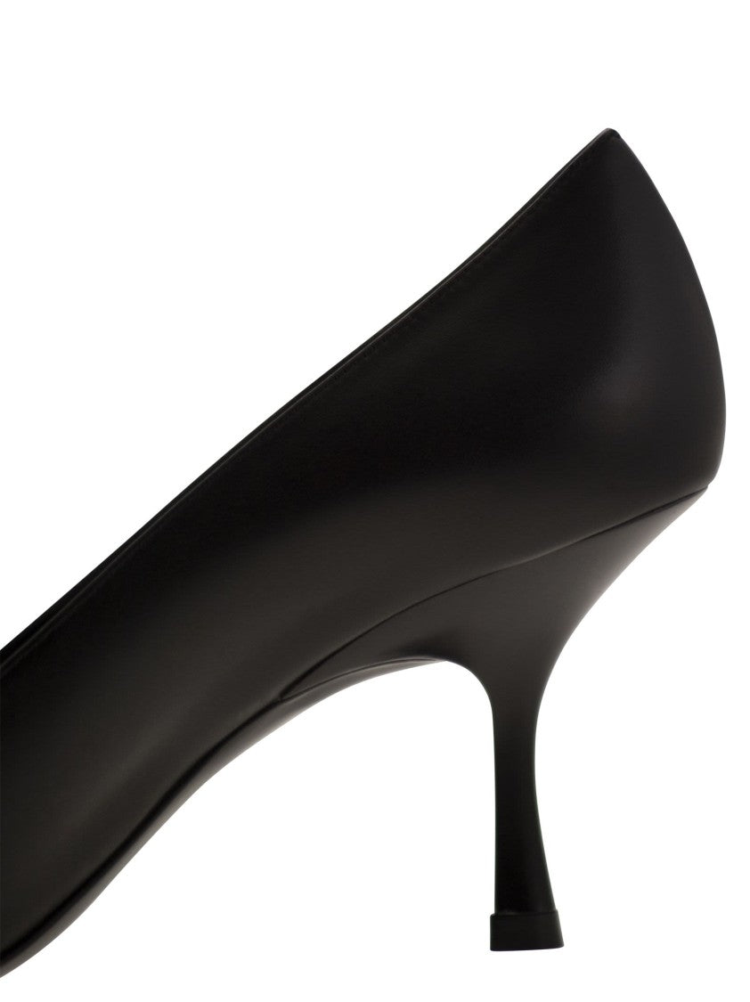 Stuart Weitzman Pointed-Toe Leather Décolleté With Retro Heel