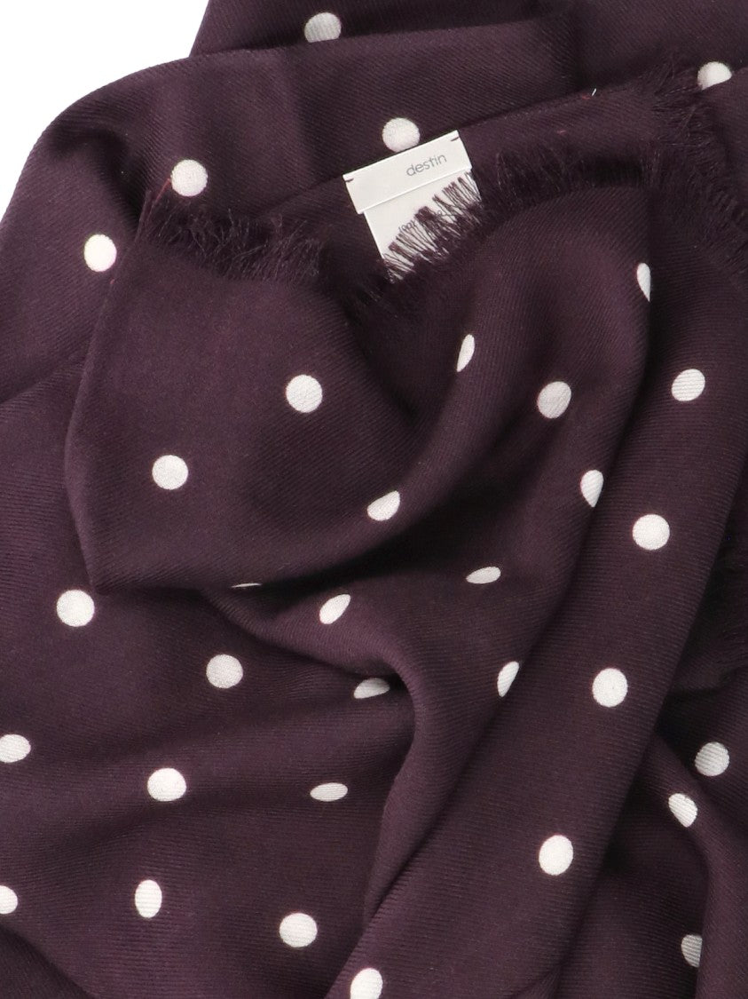 Destin Brown Polka Dot Wool Scarf