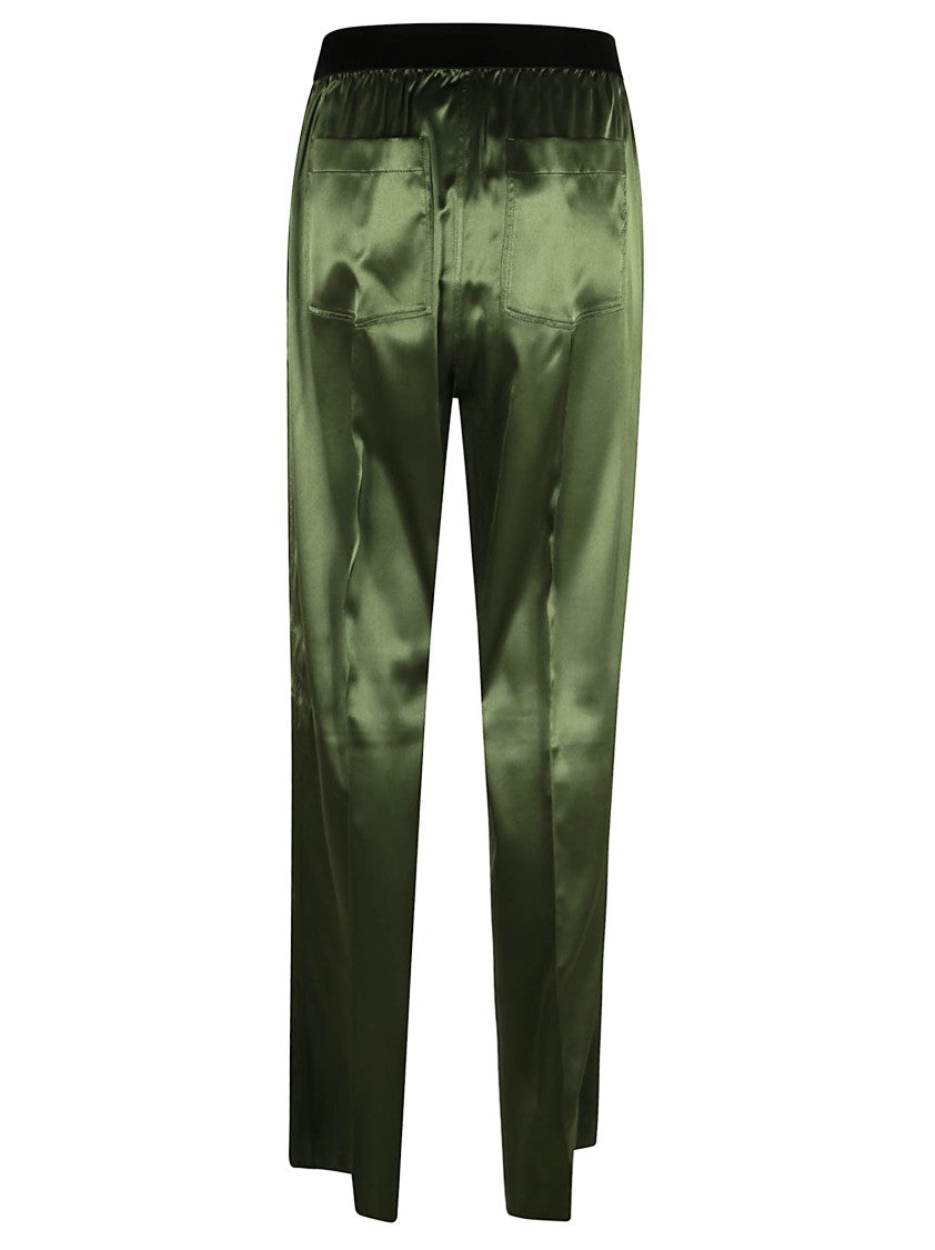 Tom Ford Smooth Silk Trousers With Logo Lettering