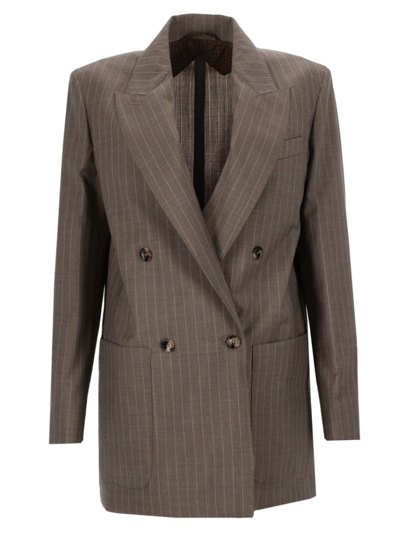 Max Mara Double-Breasted Blazer With Structured Silhouette And Pinstripe Detail
