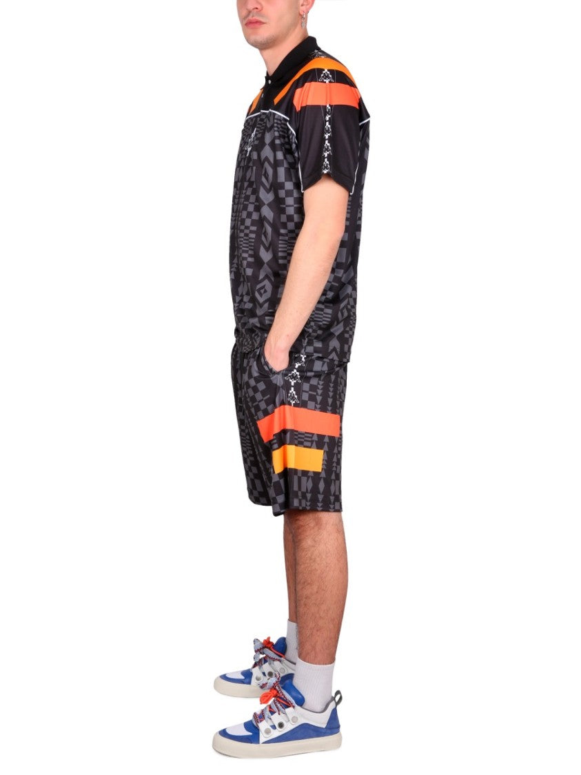 Marcelo Burlon Bermuda Shorts With Geometric Pattern And Elastic Waistband