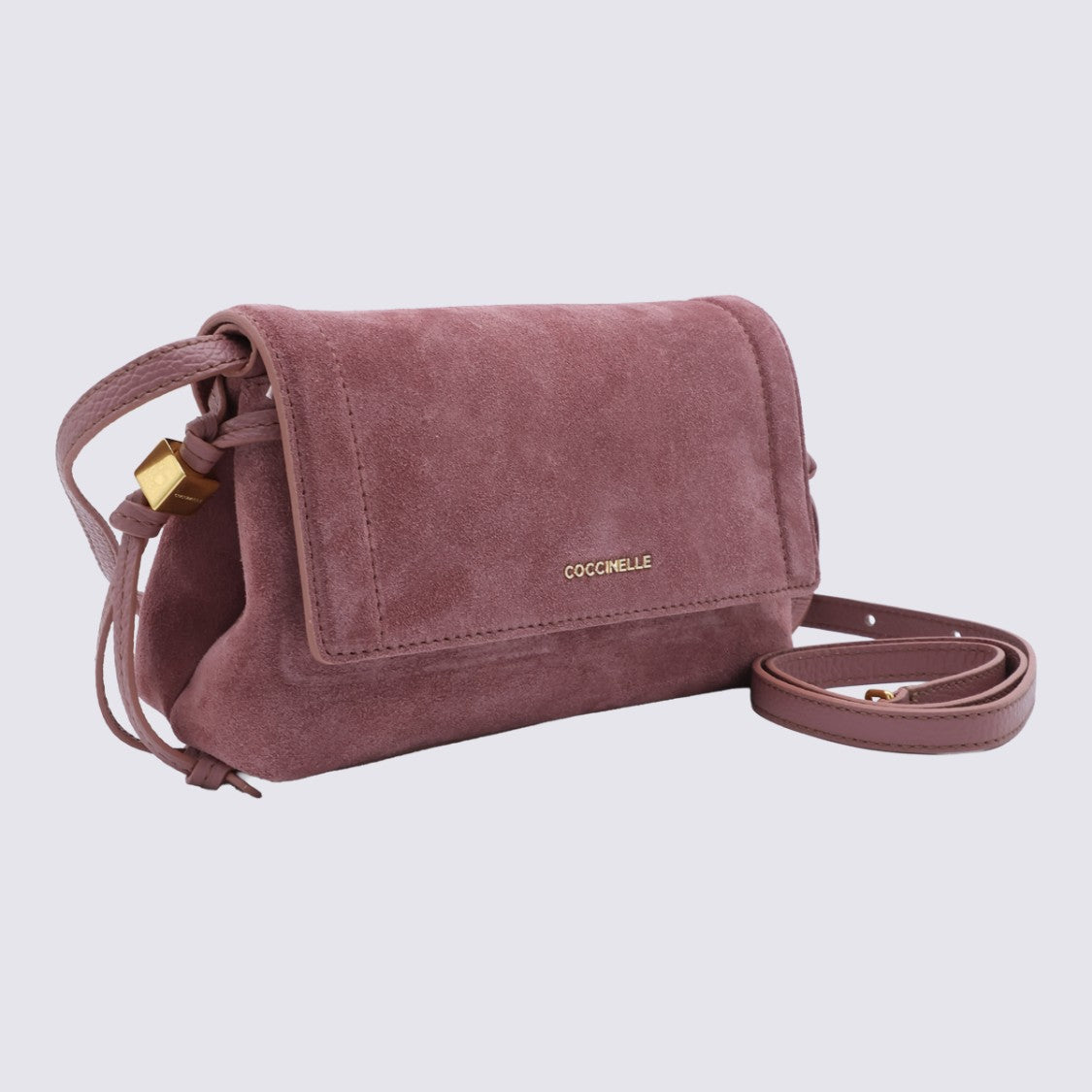 Coccinelle Suede Bag With Flap Closure And Gold-Tone Accents