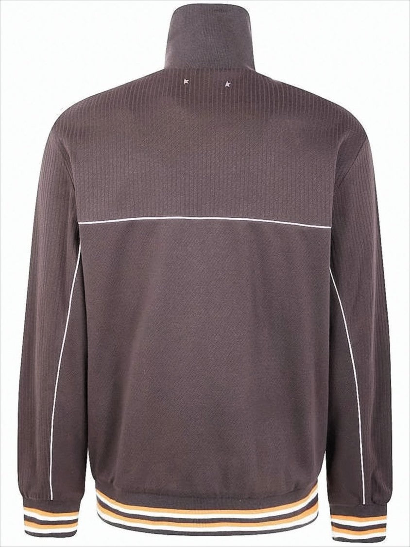 Golden Goose High-Collar Brown Jacket With Contrasting Piping