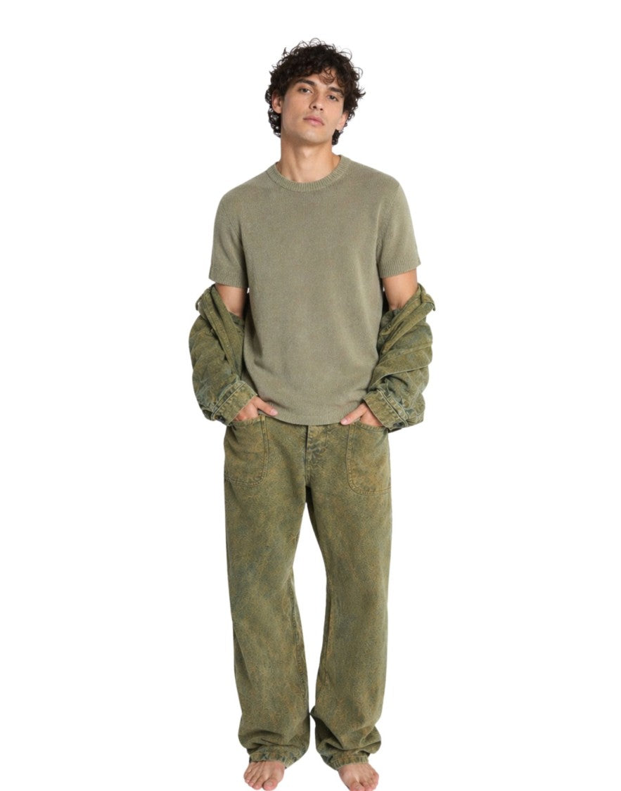 Origin Of Line Olive Hemp Knit Garment Dyed T-Shirt