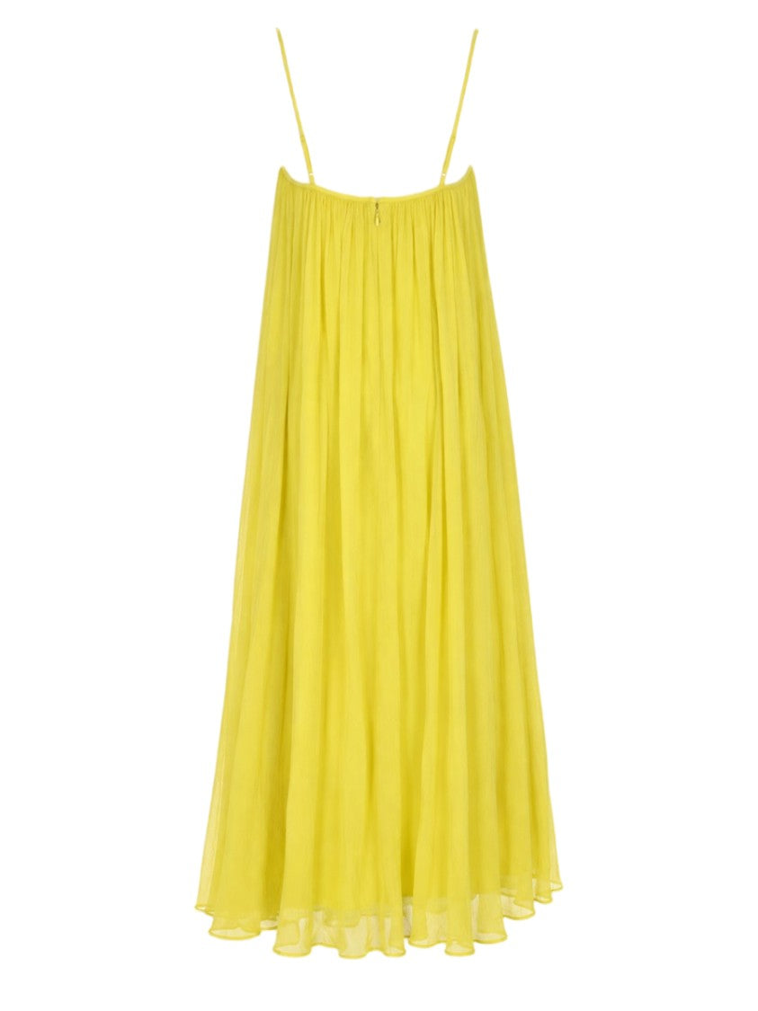 Staud Flowing Maxi Dress With Gathered Neckline And Spaghetti Straps