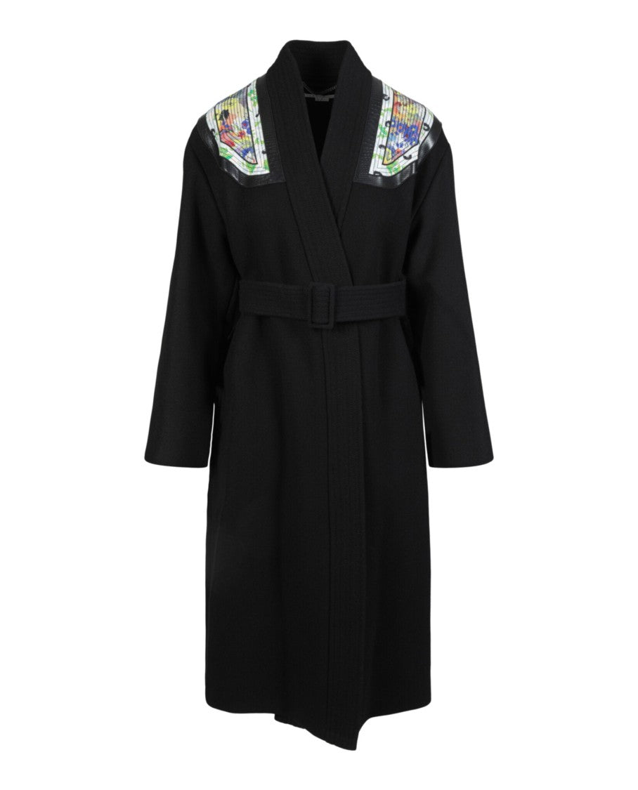 Stella Mccartney Floral-Print Shoulder Patch Belted Coat
