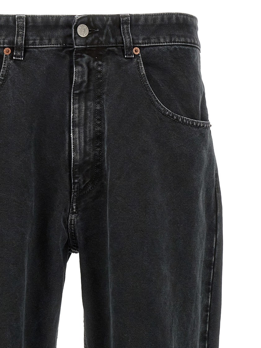 Mm6 By Maison Margiela Black Used-Effect Garment-Dyed Denim Jeans