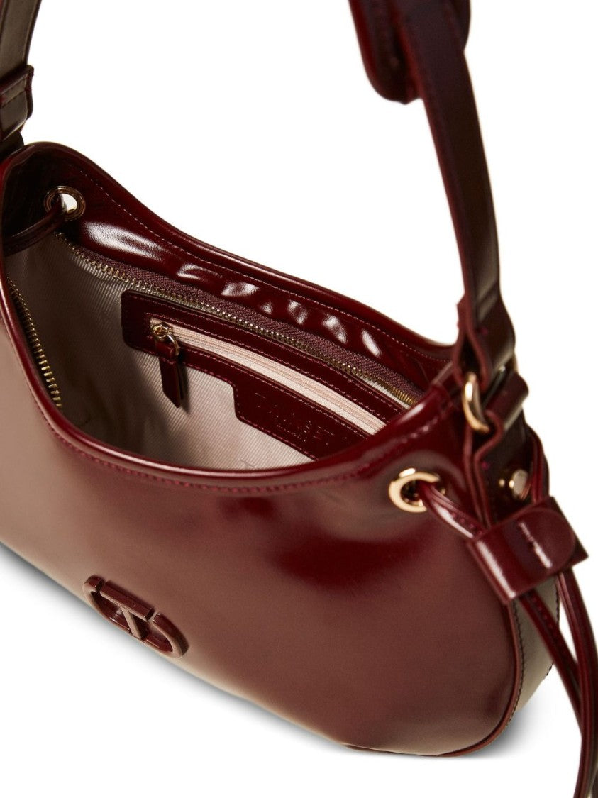 Twin-Set Curved Silhouette Burgundy Drawstring Bag