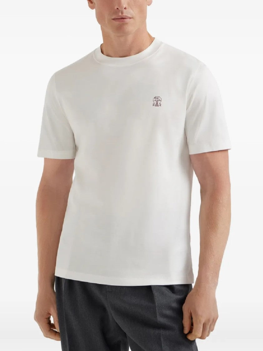 Brunello Cucinelli Crew Neck T-Shirt With Chest Print