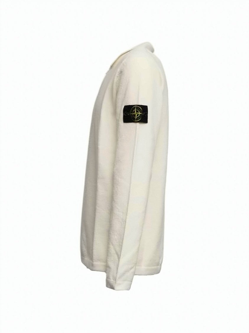 Stone Island Textured Knit Long-Sleeve Polo Shirt