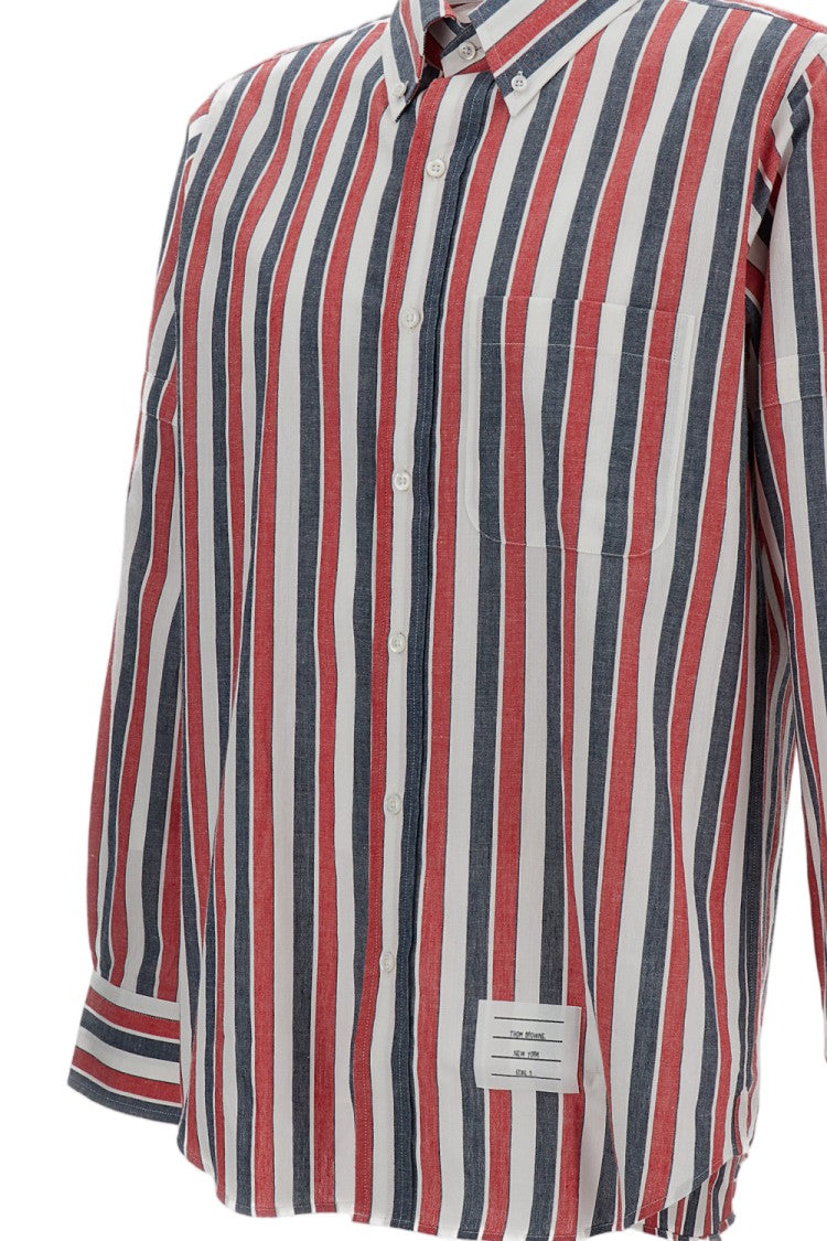 Thom Browne Multicolor Striped Relaxed Fit Linen-Cotton Thom Browne Shirt