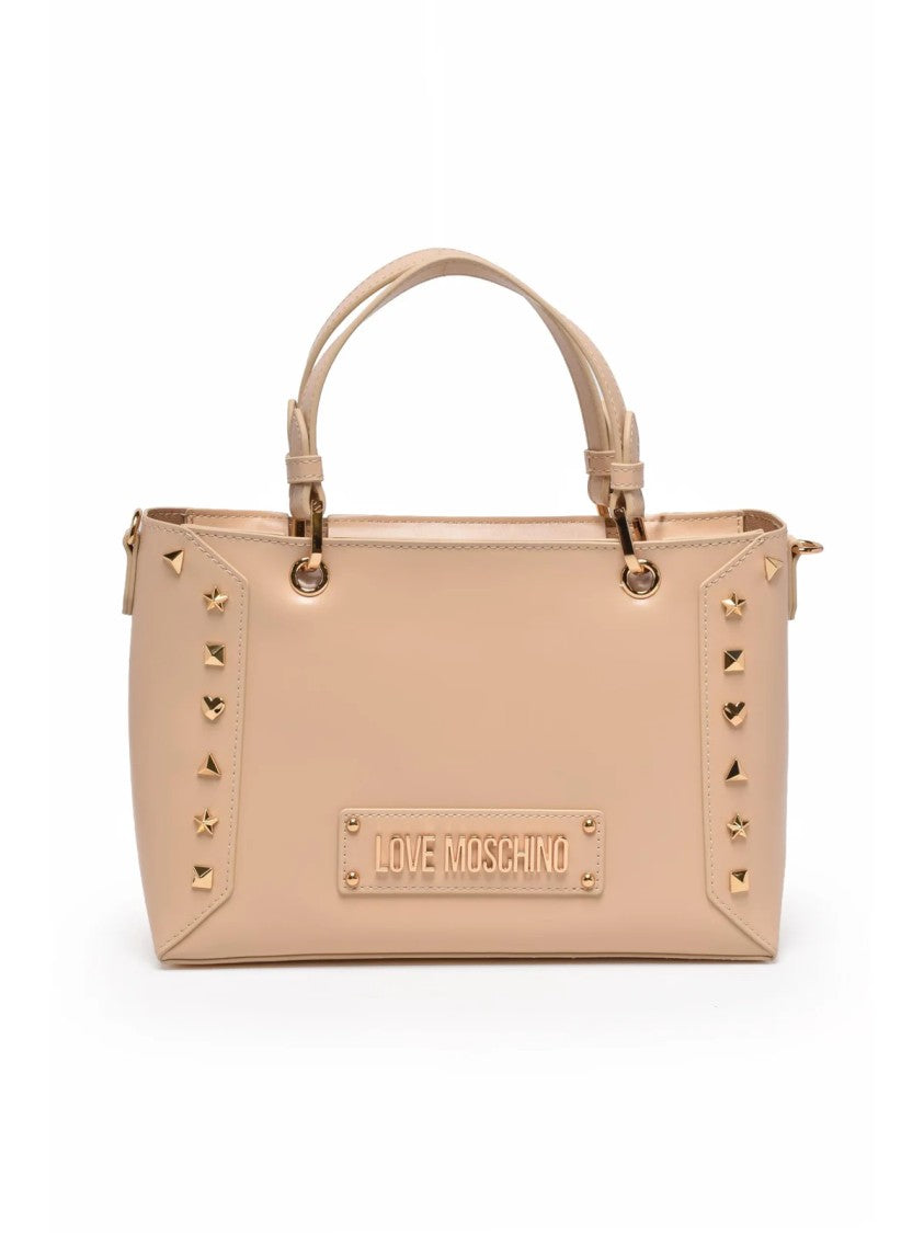 Love Moschino Beige Double Handles Polyurethane Handbag