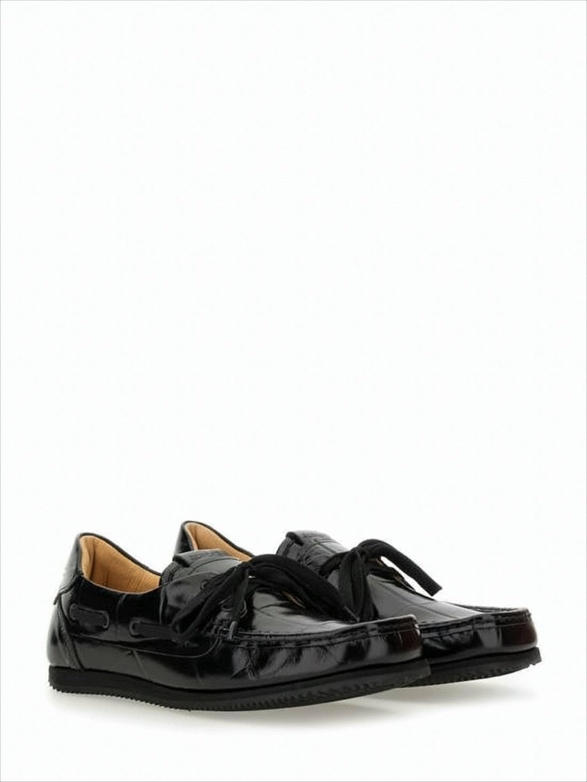 Jacquemus Glossy Black Leather Loafers With Bow Detail