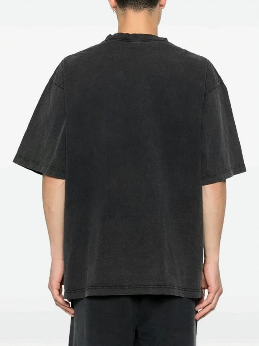 Balenciaga Black Oversized Faded Graphic Cotton T-Shirt