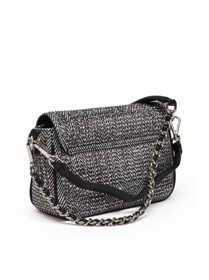 Ermanno Firenze Verly Rhinestone-Embellished Shoulder Bag With Clip Closure
