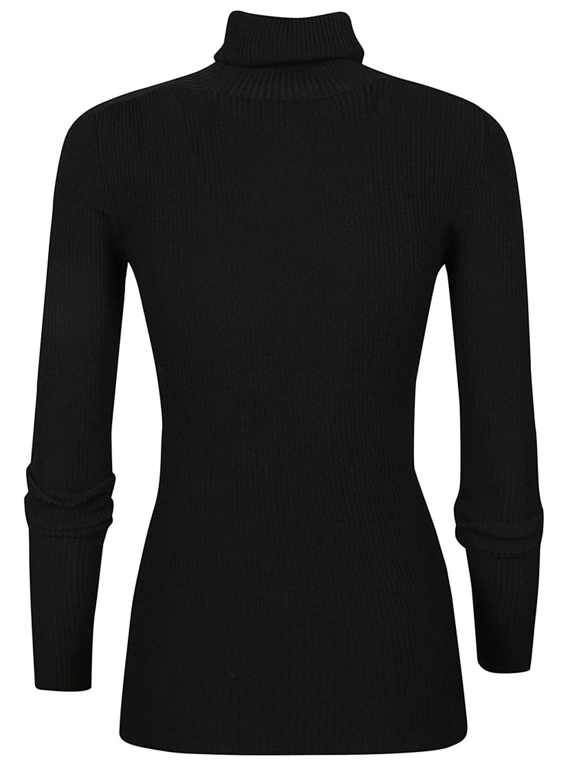 Wardrobe.Nyc Fitted Black Turtleneck Sweater With Ribbed Knit Texture