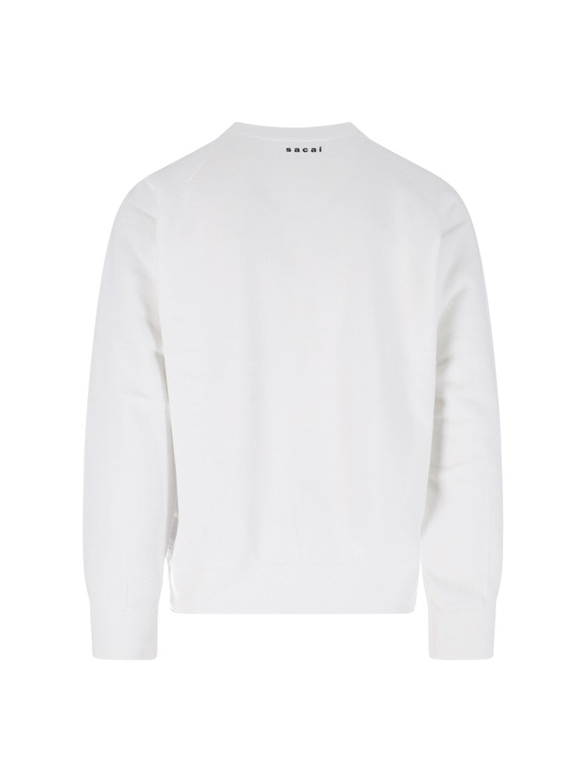 Sacai Cotton Graphic Print Sweatshirt With Crew Neckline