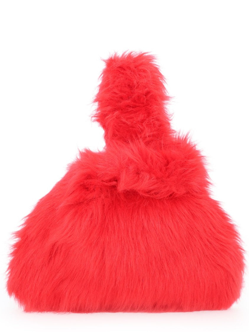 Msgm Triangular Plush Handbag With Rounded Top Handle