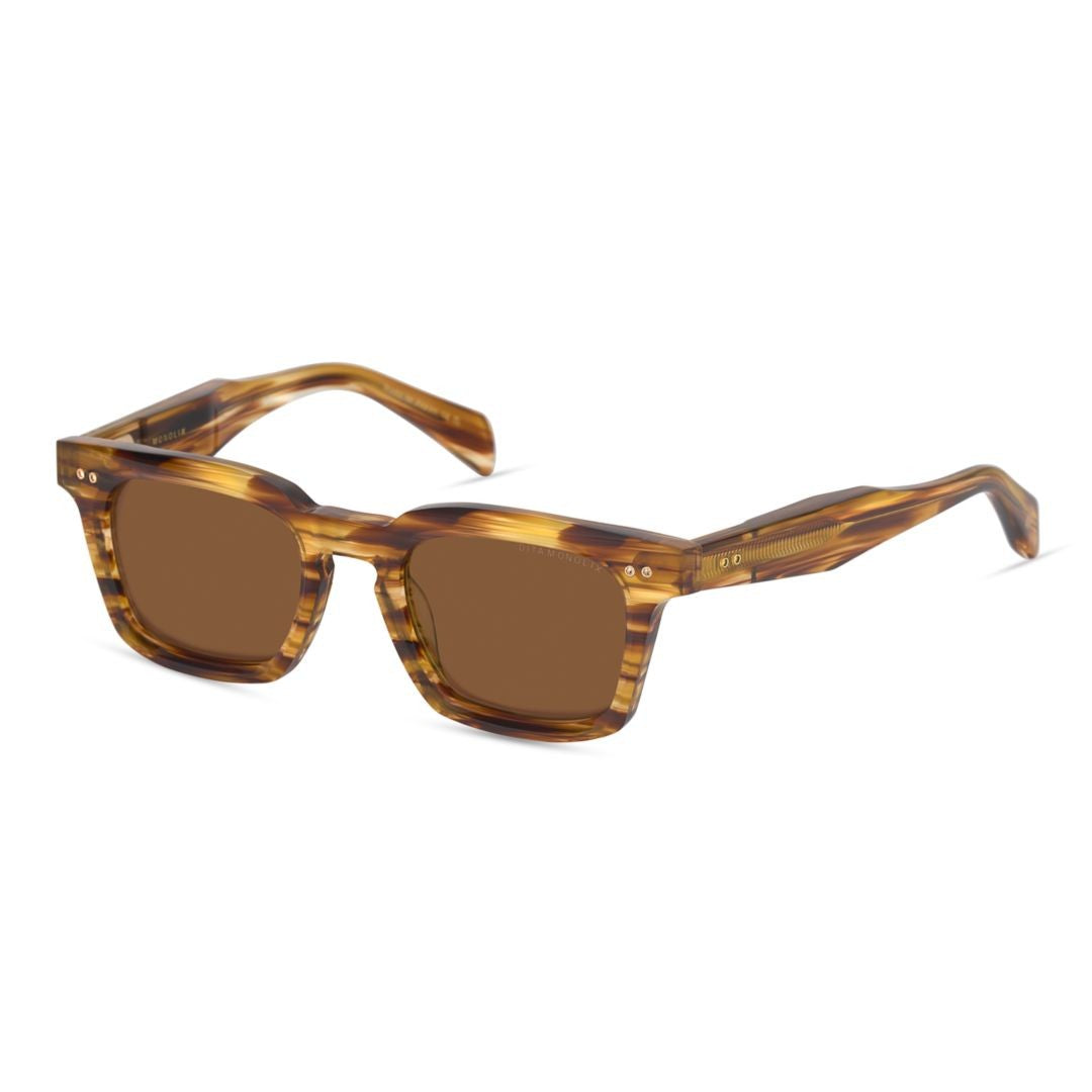 Dita Monolix Bold Rectangular Tortoiseshell Sunglasses With Metallic Accents