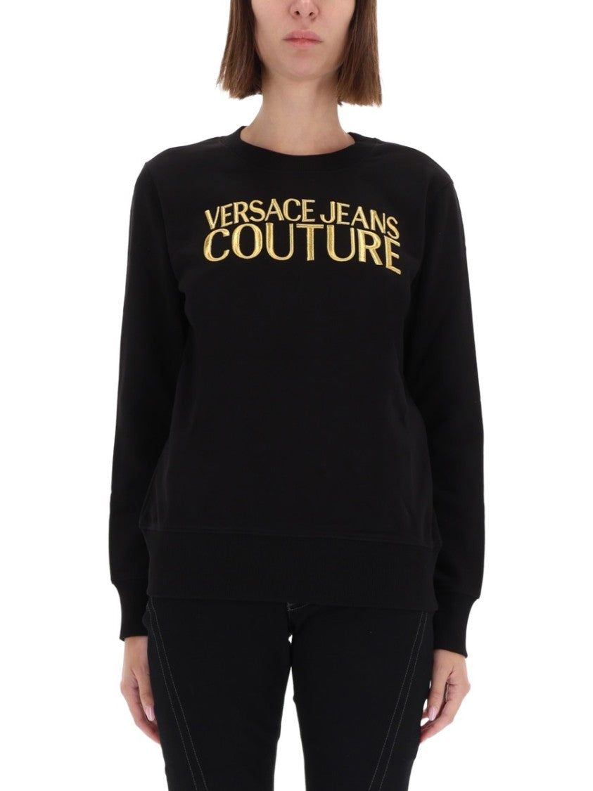 Versace Jeans Couture Black Bold Metallic Logo Sweatshirt