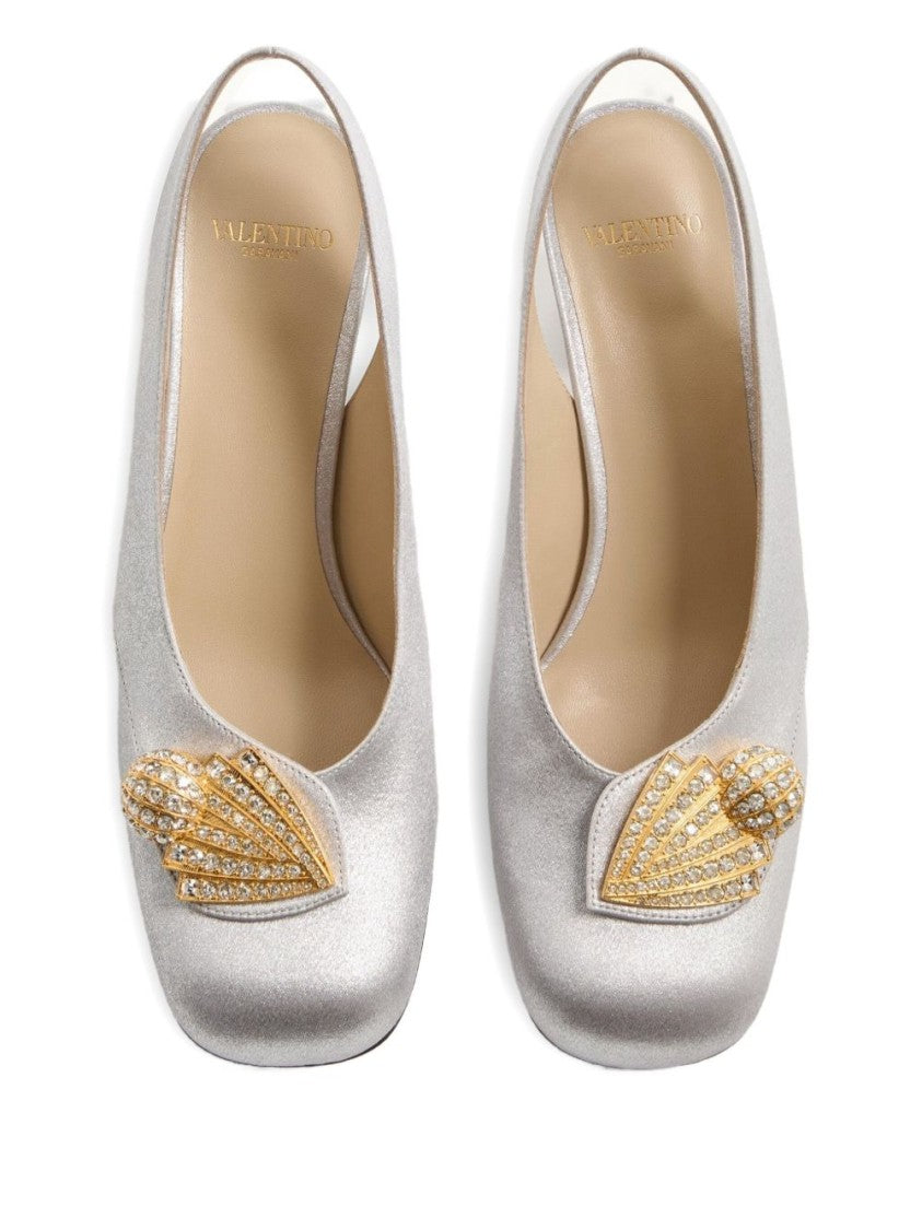 Valentino Garavani Adamantine Slingback Pumps In Glitter Fabric 60Mm