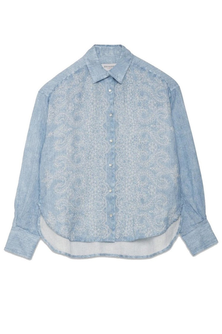 Ermanno Relaxed Fit Paisley Pattern Linen Shirt