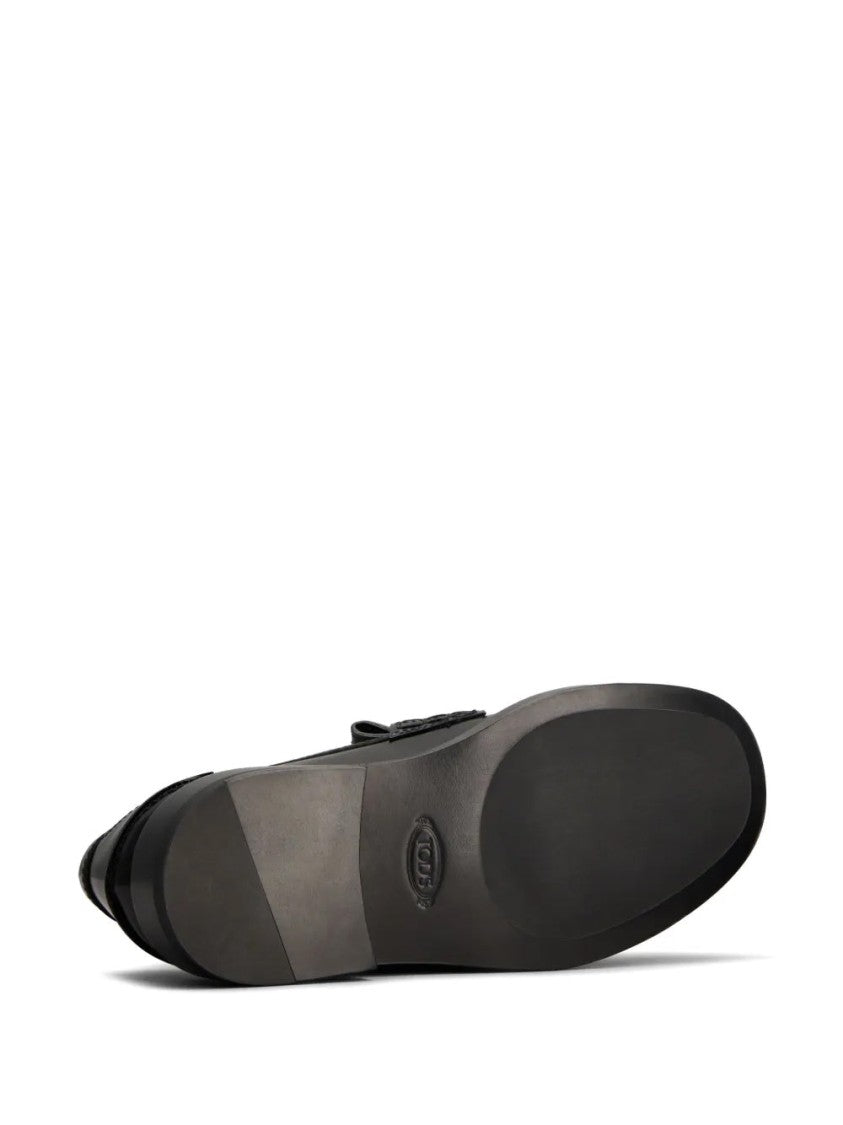 Tod's Black Leather Loafers With Goat Leather Lining