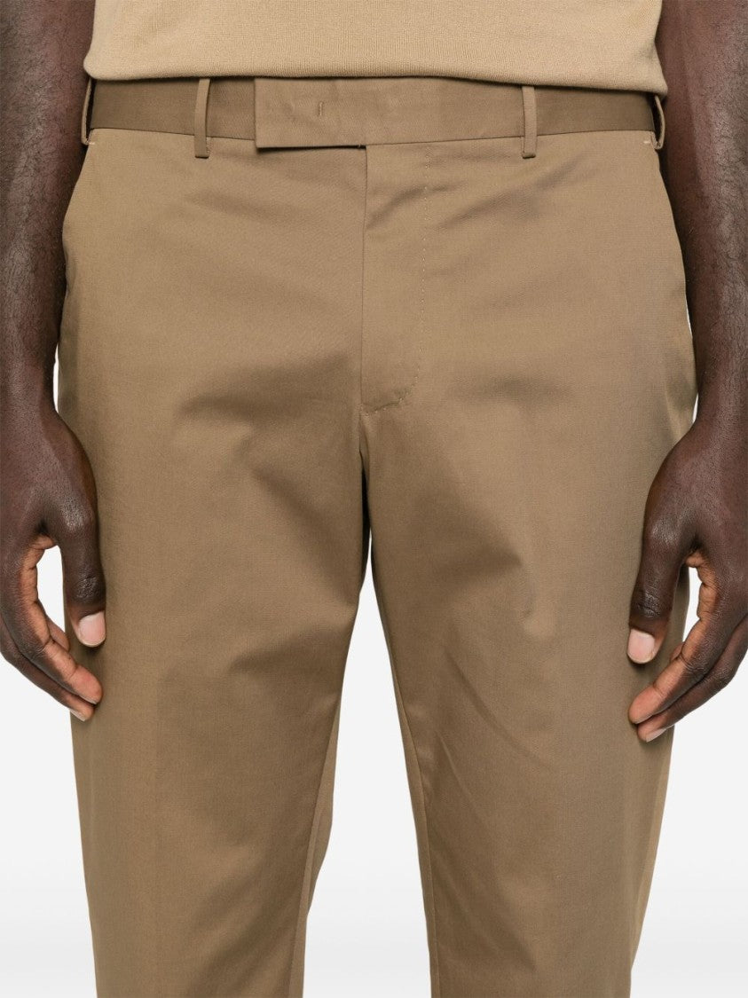 Pt Torino Caramel Brown Trousers With Hidden Closure