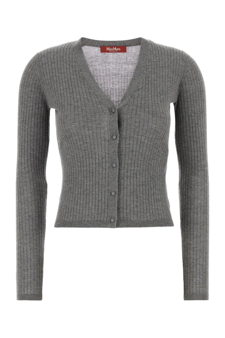 Max Mara Ribbed Knit Cardigan With V-Neckline