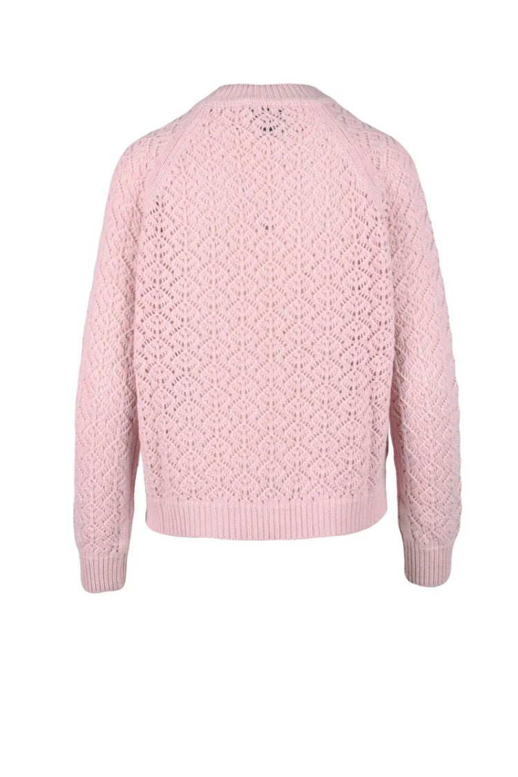 N.O.W. Andrea Rosati Lace-Pattern Knit Sweater With Crew Neckline