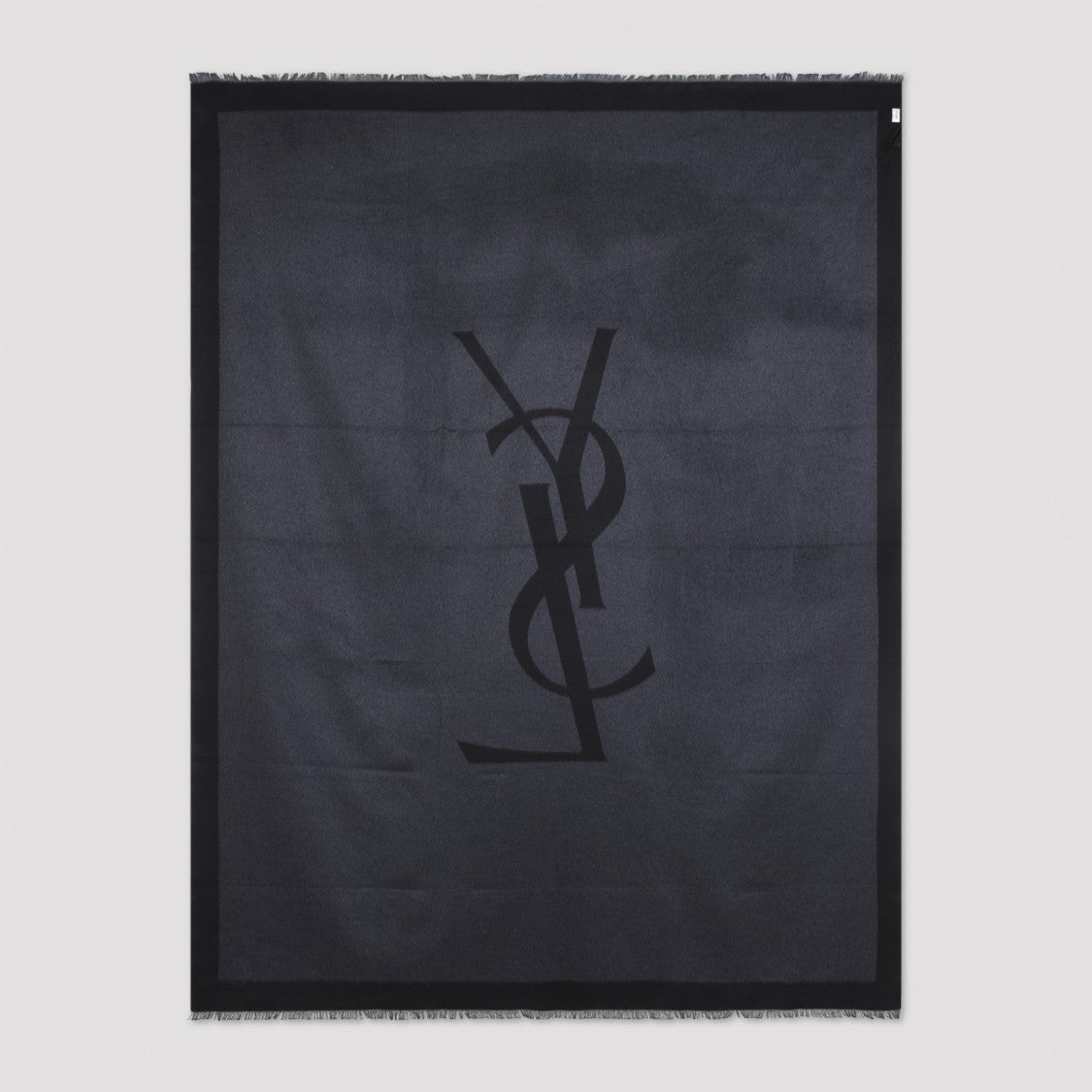 Saint Laurent Large Rectangular Black Silk Scarf