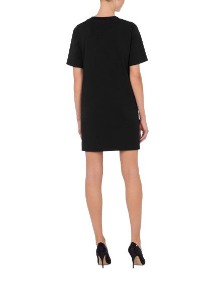 Moschino Black Short Dress In Cotton Jersey