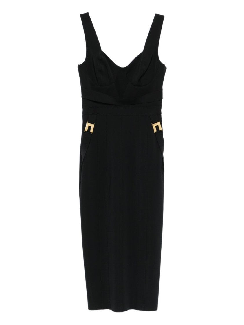Elisabetta Franchi Fitted Black Dress With Sweetheart Neckline