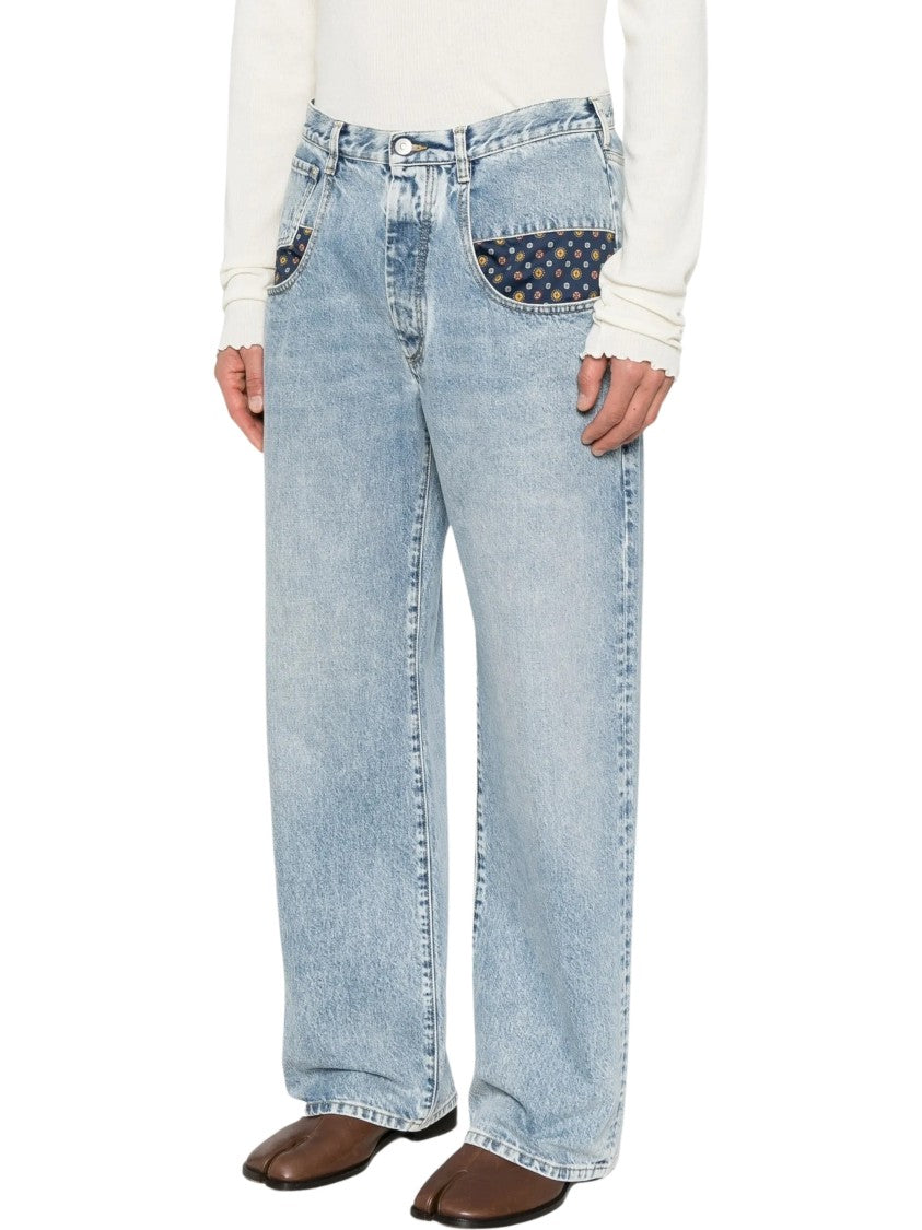 Maison Margiela Light Blue Stitch Denim Wide-Leg Jeans
