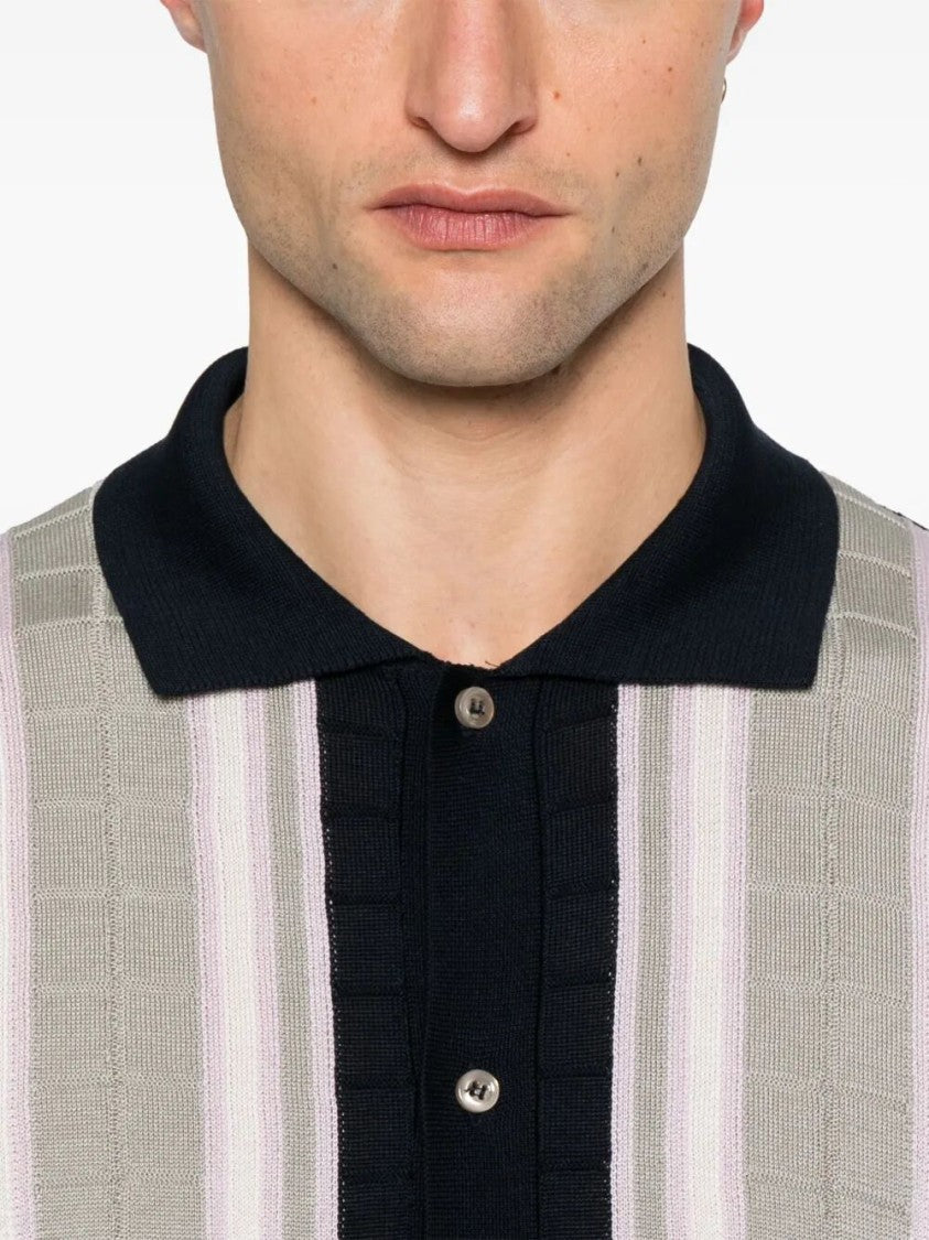 Tagliatore Textured Black Cotton Polo