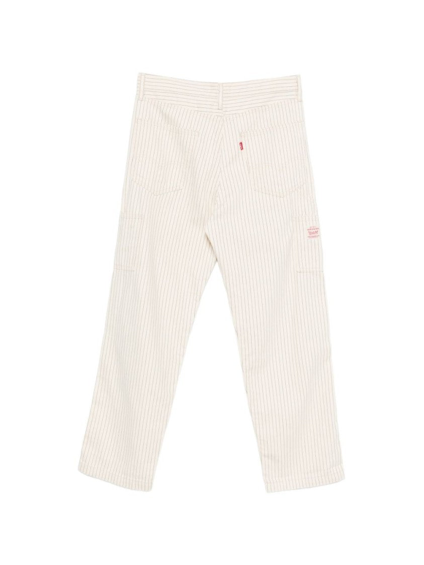 Levi's Panelled White Striped Jeans With Five-Pocket Design