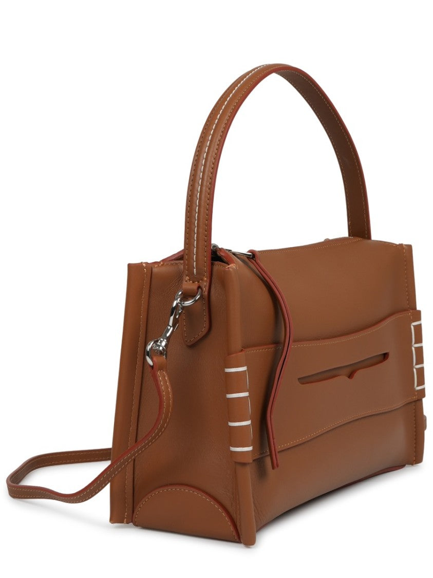 J. W. Anderson Rectangular Brown Calf Leather Shoulder Bag With Detachable Strap