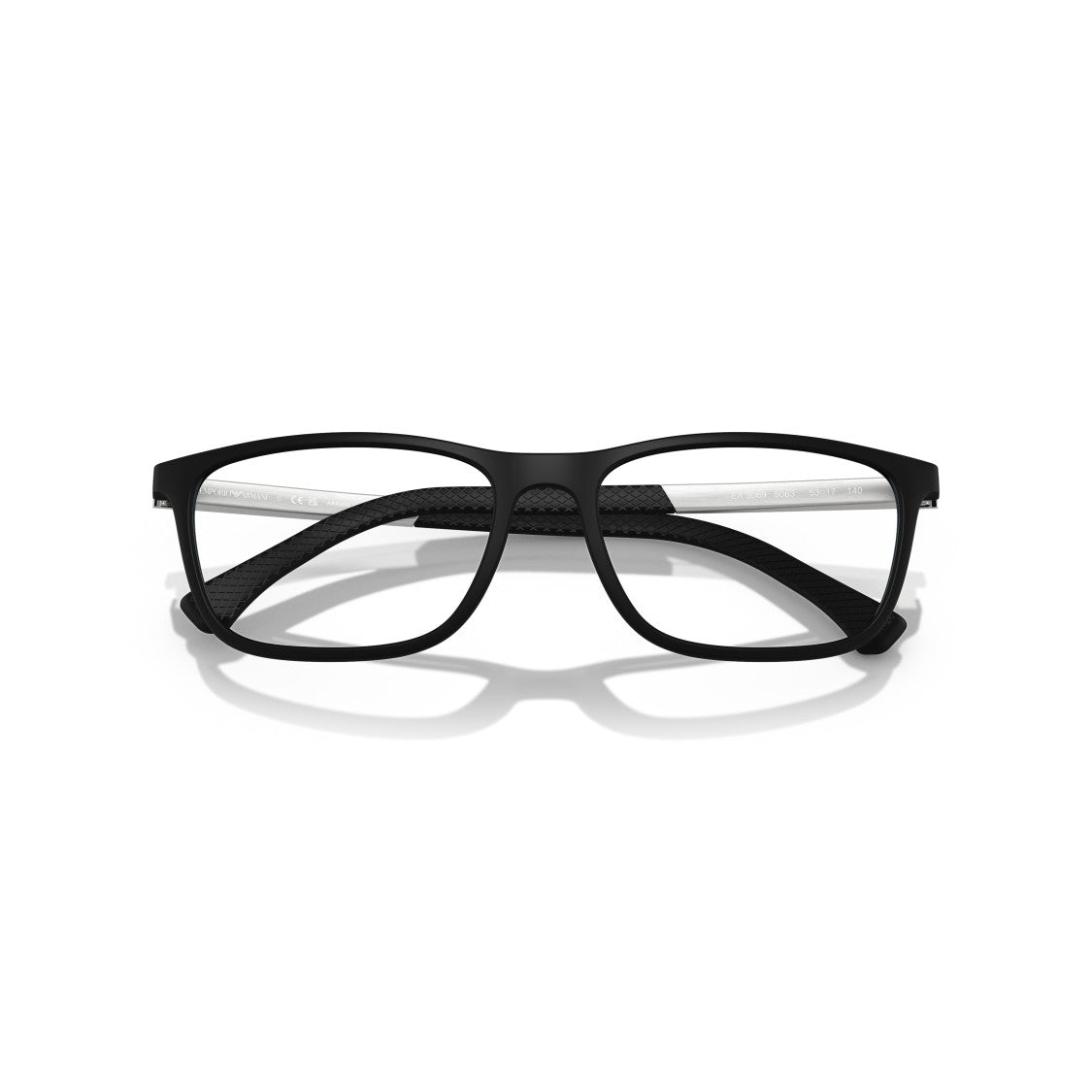 Emporio Armani 0Ea3069 Rectangular Matte Black Eyeglasses With Textured Temple Tips