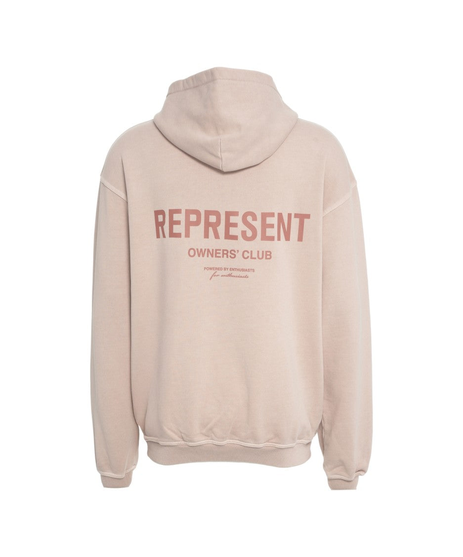 Represent Beige Oversized Hoodie With Snap-Button Hood And Logo