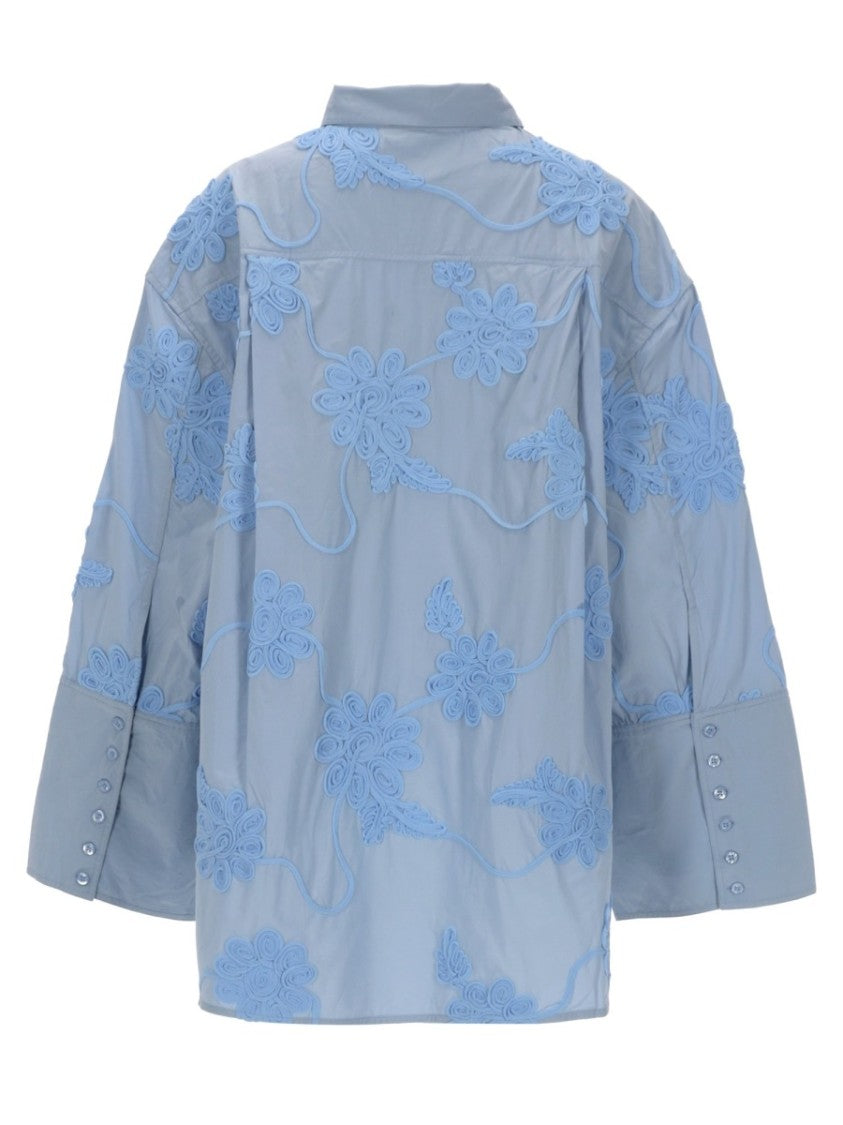 Rotate Birger Christensen Oversized Floral Embroidered Light Shirt