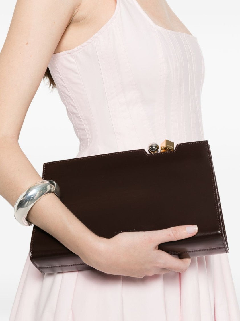 Jacquemus Red Sleek Metallic Clasp Clutch Bag