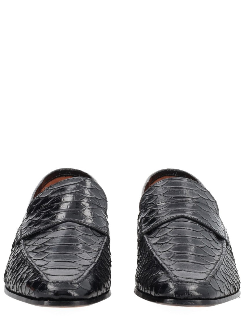 Paris Texas Vincent Pointed Toe Snakeskin Texture Loafers